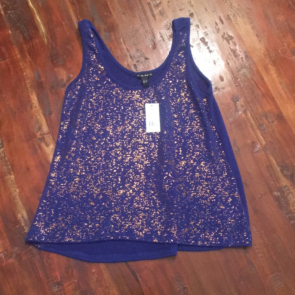 Blue and gold knitted tank